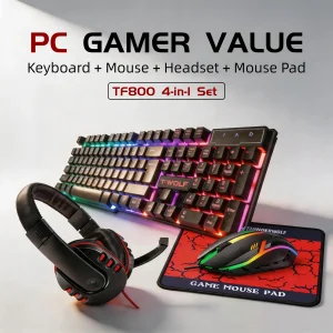 4-in-1 Gaming Combo Set with RGB Keyboard, Mouse, Headset & Mouse Pad